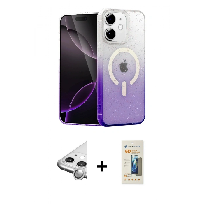 MARSİLYAN™- iPhone 11 Kılıf Eksen Minimal Özel Seri - Siyah 6D Mat Seramik Hayalet Nano Ekran Koruyucu + Raze Metal Kamera Lens - GS