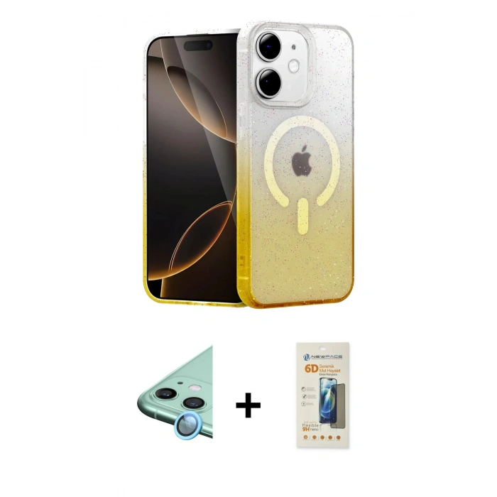 MARSİLYAN™- iPhone 11 Kılıf Eksen Minimal Özel Seri - Siyah 6D Mat Seramik Hayalet Nano Ekran Koruyucu + Raze Metal Kamera Lens - MI