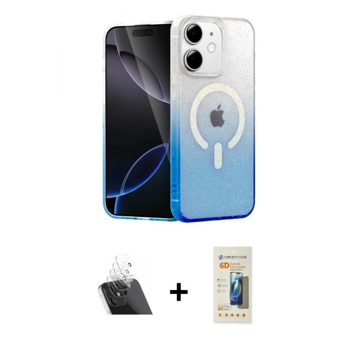 MARSİLYAN™- iPhone 11 Kılıf Eksen Minimal Özel Seri - Siyah 6D Mat Seramik Hayalet Nano Ekran Koruyucu + Kamera Lens Koruma Cam - SF