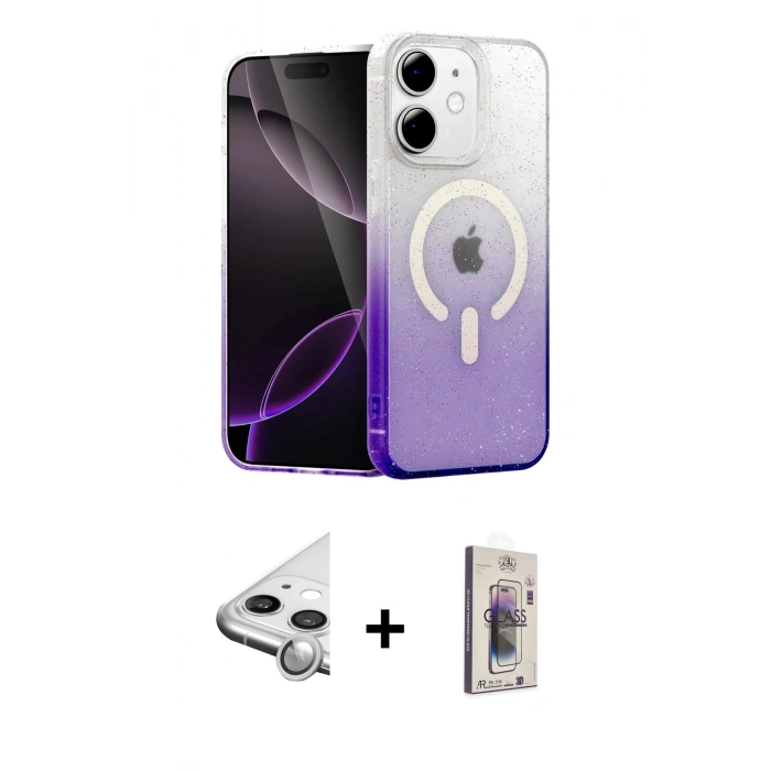 MARSİLYAN™- iPhone 11 Kılıf Eksen Minimal Özel Seri - Siyah Bilvis 3D Cam Ekran Koruyucu + Raze Metal Kamera Lens - GS