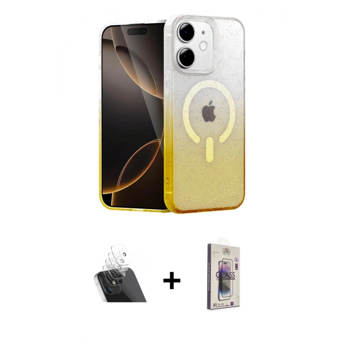 MARSİLYAN™- iPhone 11 Kılıf Eksen Minimal Özel Seri - Siyah Bilvis 3D Cam Ekran Koruyucu + Kamera Lens Koruma Cam - SF