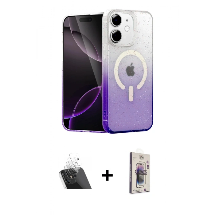 MARSİLYAN™- iPhone 11 Kılıf Eksen Minimal Özel Seri - Siyah Bilvis 3D Cam Ekran Koruyucu + Kamera Lens Koruma Cam - SF