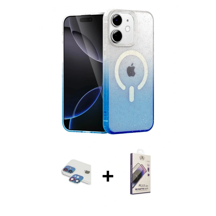 MARSİLYAN™- iPhone 11 Kılıf Eksen Minimal Özel Seri - Siyah Bilvis 3D Mat Cam Ekran Koruyucu + Pers Alüminyum Kamera Lens - GI