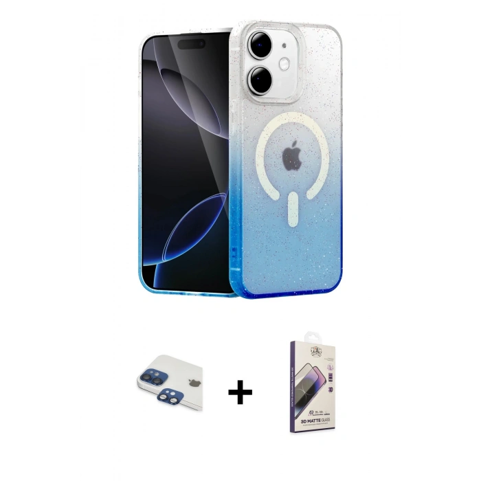 MARSİLYAN™- iPhone 11 Kılıf Eksen Minimal Özel Seri - Siyah Bilvis 3D Mat Cam Ekran Koruyucu + Pers Alüminyum Kamera Lens - LT