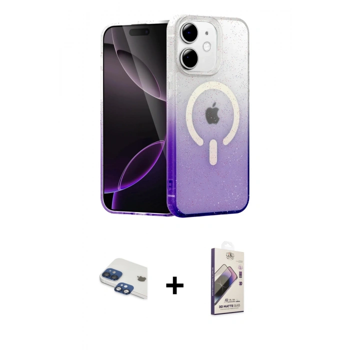 MARSİLYAN™- iPhone 11 Kılıf Eksen Minimal Özel Seri - Siyah Bilvis 3D Mat Cam Ekran Koruyucu + Pers Alüminyum Kamera Lens - LT