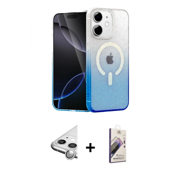 MARSİLYAN™- iPhone 11 Kılıf Eksen Minimal Özel Seri - Siyah Bilvis 3D Mat Cam Ekran Koruyucu + Raze Metal Kamera Lens - GS