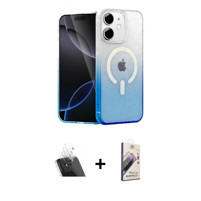 MARSİLYAN™- iPhone 11 Kılıf Eksen Minimal Özel Seri - Siyah Bilvis 3D Mat Cam Ekran Koruyucu + Kamera Lens Koruma Cam - SF