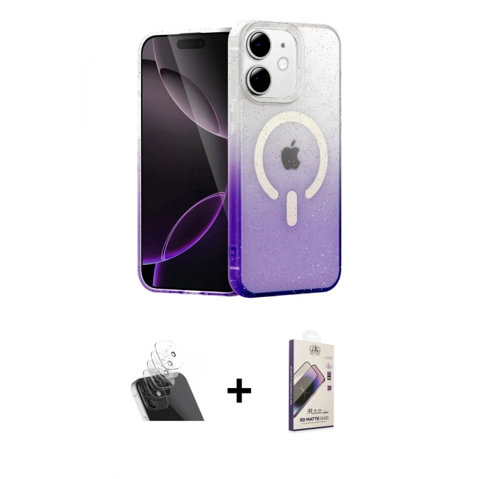 MARSİLYAN™- iPhone 11 Kılıf Eksen Minimal Özel Seri - Siyah Bilvis 3D Mat Cam Ekran Koruyucu + Kamera Lens Koruma Cam - SF