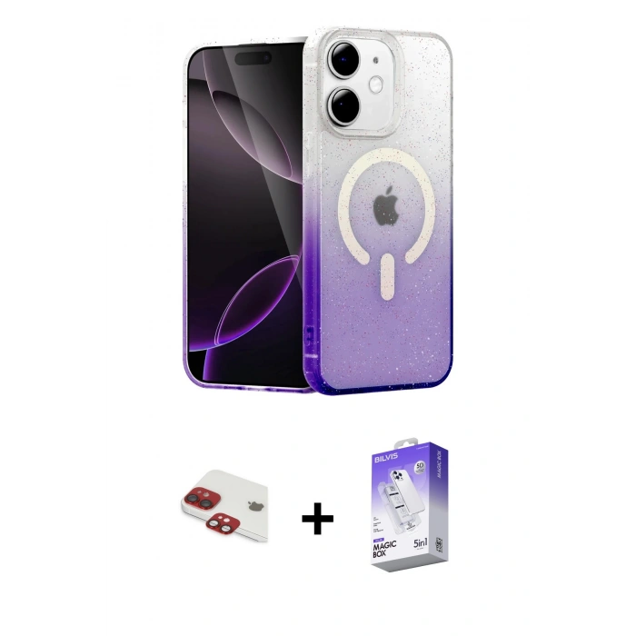 MARSİLYAN™- iPhone 11 Kılıf Eksen Minimal Özel Seri - Siyah Bilvis 5in1 3D Magic Cam Ekran Koruyucu + Pers Alüminyum Kamera Lens - KI