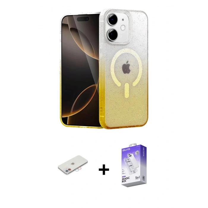 MARSİLYAN™- iPhone 11 Kılıf Eksen Minimal Özel Seri - Siyah Bilvis 5in1 3D Magic Cam Ekran Koruyucu + Pembe Renkli Kamera Lens Koruma Cam