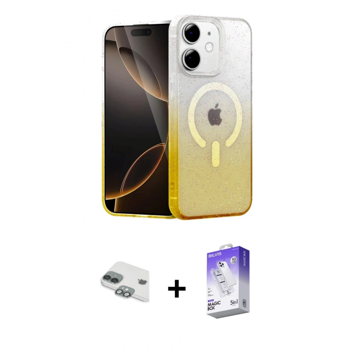 MARSİLYAN™- iPhone 11 Kılıf Eksen Minimal Özel Seri - Siyah Bilvis 5in1 3D Magic Cam Ekran Koruyucu + Pers Alüminyum Kamera Lens - YL