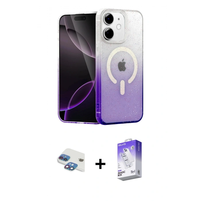 MARSİLYAN™- iPhone 11 Kılıf Eksen Minimal Özel Seri - Siyah Bilvis 5in1 3D Magic Cam Ekran Koruyucu + Pers Alüminyum Kamera Lens - GI