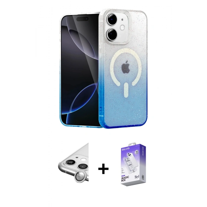 MARSİLYAN™- iPhone 11 Kılıf Eksen Minimal Özel Seri - Siyah Bilvis 5in1 3D Magic Cam Ekran Koruyucu + Raze Metal Kamera Lens - GS