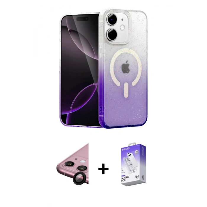MARSİLYAN™- iPhone 11 Kılıf Eksen Minimal Özel Seri - Siyah Bilvis 5in1 3D Magic Cam Ekran Koruyucu + Siyah Raze Metal Kamera Lens