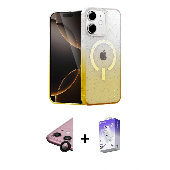 MARSİLYAN™- iPhone 11 Kılıf Eksen Minimal Özel Seri - Siyah Bilvis 5in1 3D Magic Cam Ekran Koruyucu + Siyah Raze Metal Kamera Lens