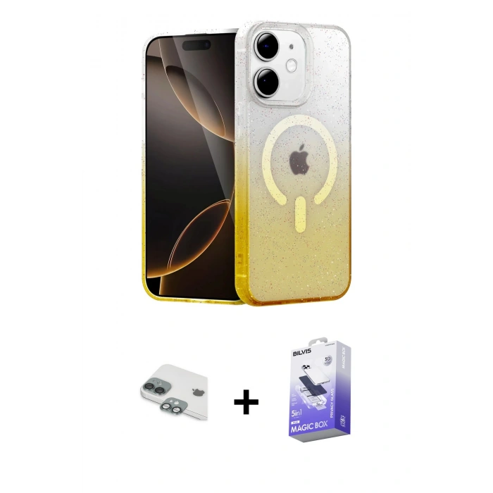 MARSİLYAN™- iPhone 11 Kılıf Eksen Minimal Özel Seri - Siyah Bilvis 5in1 5D Magic Hayalet Cam Ekran Koruyucu + Pers Alüminyum Kamera Lens - YL