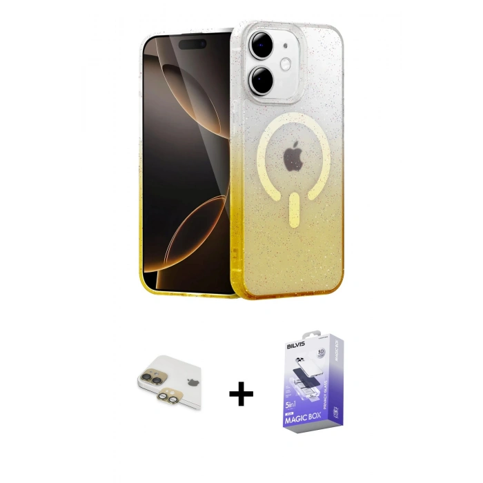 MARSİLYAN™- iPhone 11 Kılıf Eksen Minimal Özel Seri - Siyah Bilvis 5in1 5D Magic Hayalet Cam Ekran Koruyucu + Pers Alüminyum Kamera Lens - GD