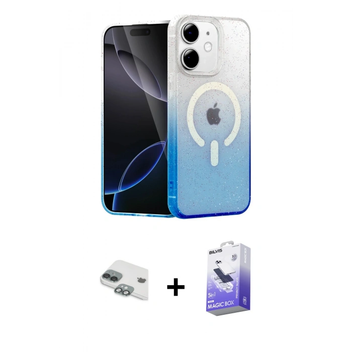 MARSİLYAN™- iPhone 11 Kılıf Eksen Minimal Özel Seri - Siyah Bilvis 5in1 5D Magic Hayalet Cam Ekran Koruyucu + Pers Alüminyum Kamera Lens - YL