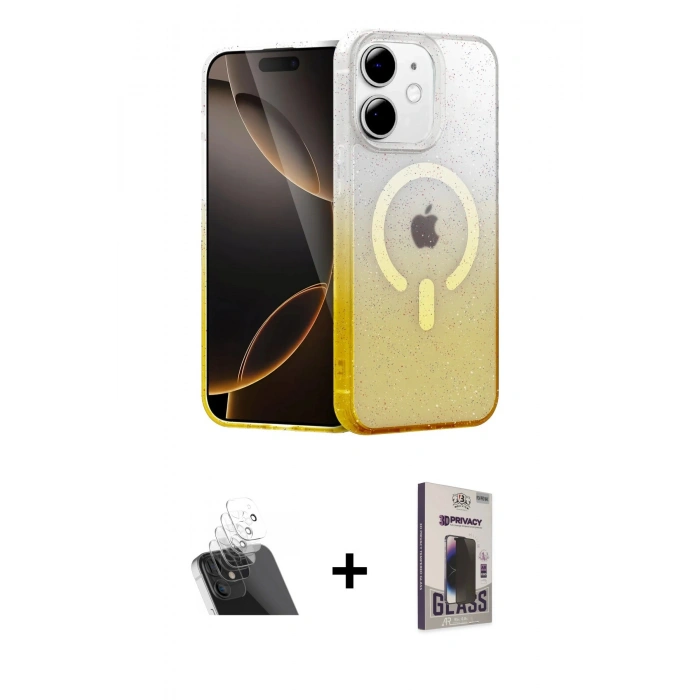 MARSİLYAN™- iPhone 11 Kılıf Eksen Minimal Özel Seri - Siyah Bilvis Hayalet Cam Ekran Koruyucu + Kamera Lens Koruma Cam - SF