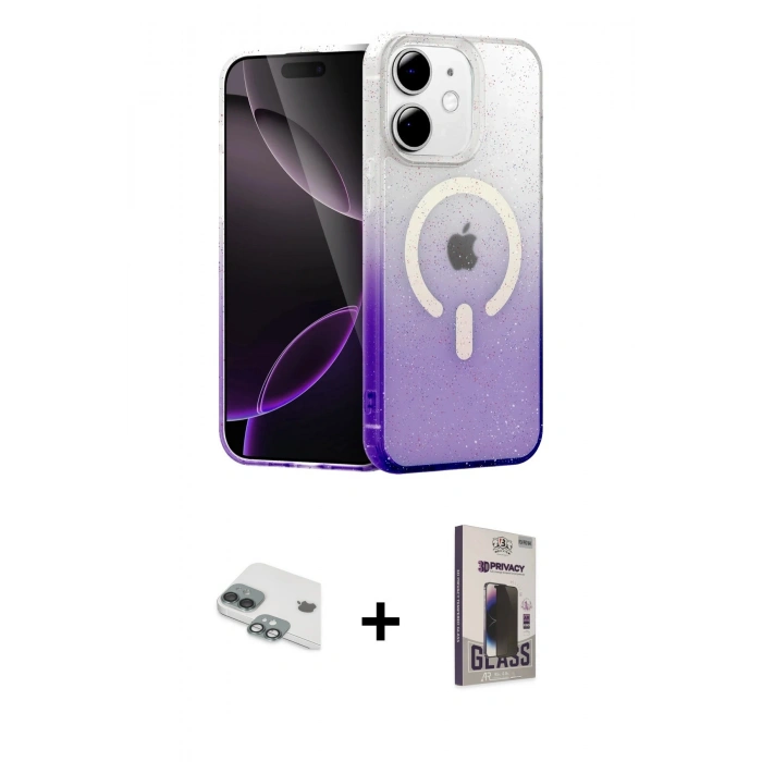MARSİLYAN™- iPhone 11 Kılıf Eksen Minimal Özel Seri - Siyah Bilvis Hayalet Cam Ekran Koruyucu + Pers Alüminyum Kamera Lens - YL
