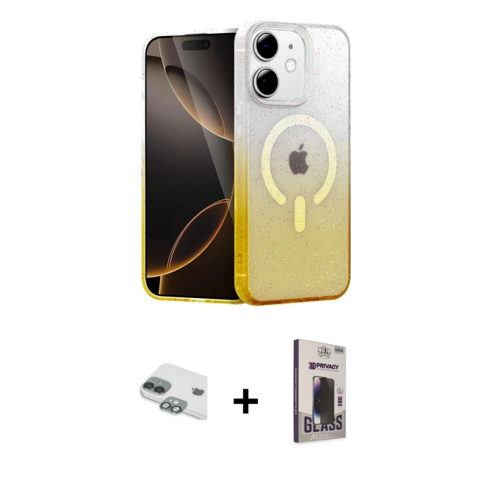 MARSİLYAN™- iPhone 11 Kılıf Eksen Minimal Özel Seri - Siyah Bilvis Hayalet Cam Ekran Koruyucu + Pers Alüminyum Kamera Lens - YL