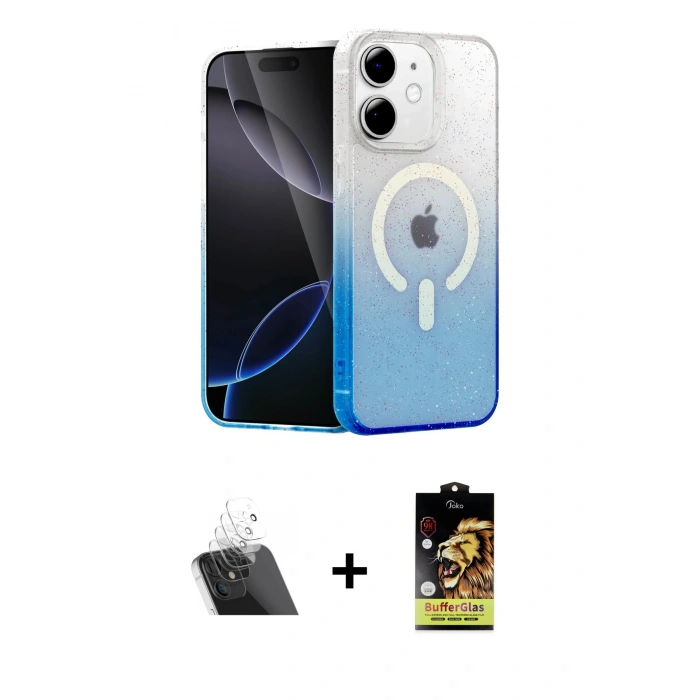 MARSİLYAN™- iPhone 11 Kılıf Eksen Minimal Özel Seri - Siyah Buffer Cam Ekran Koruyucu + Kamera Lens Koruma Cam - SF
