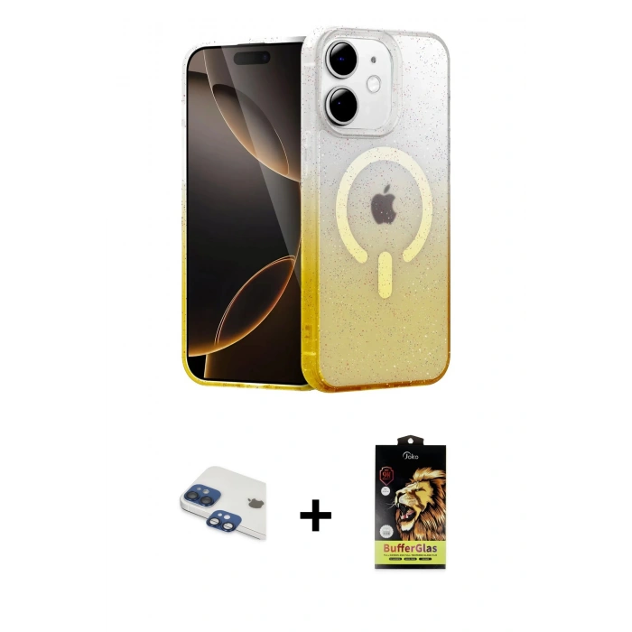 MARSİLYAN™- iPhone 11 Kılıf Eksen Minimal Özel Seri - Siyah Buffer Cam Ekran Koruyucu + Pers Alüminyum Kamera Lens - LT