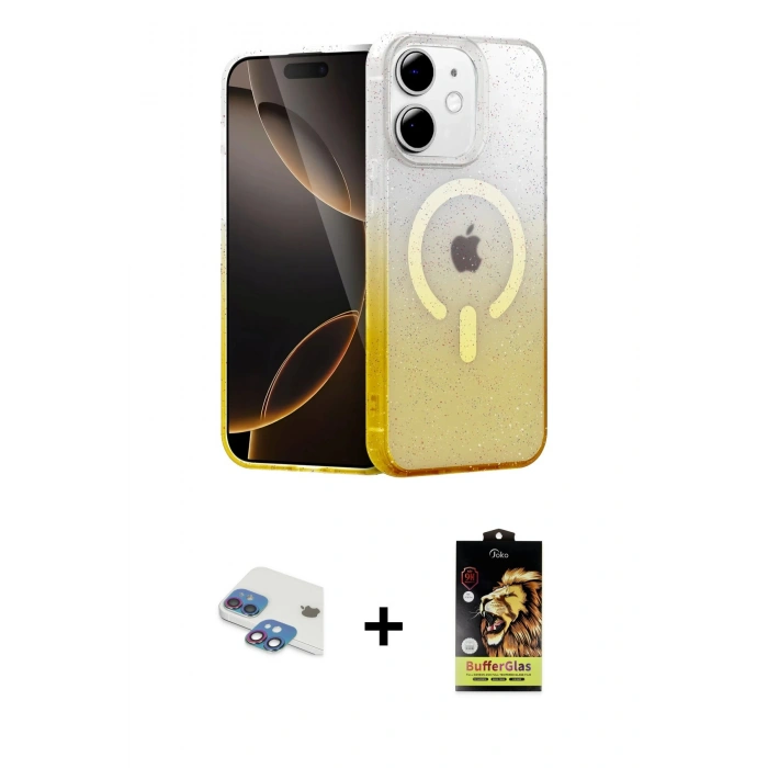 MARSİLYAN™- iPhone 11 Kılıf Eksen Minimal Özel Seri - Siyah Buffer Cam Ekran Koruyucu + Pers Alüminyum Kamera Lens - GI