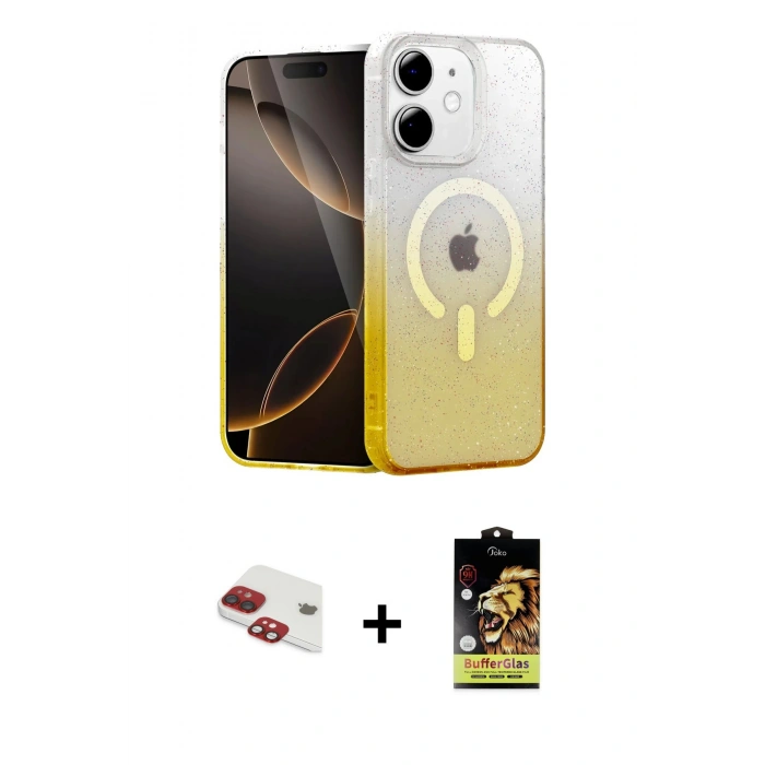 MARSİLYAN™- iPhone 11 Kılıf Eksen Minimal Özel Seri - Siyah Buffer Cam Ekran Koruyucu + Pers Alüminyum Kamera Lens - KI