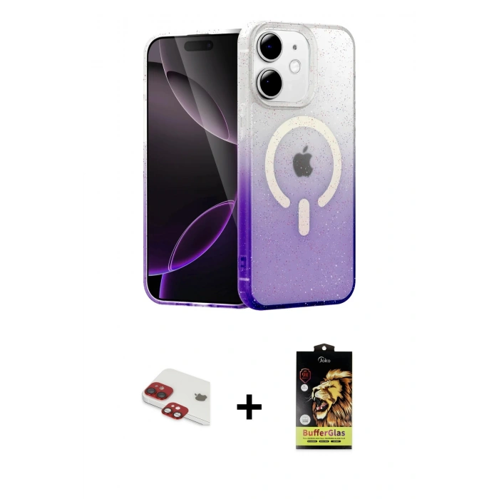 MARSİLYAN™- iPhone 11 Kılıf Eksen Minimal Özel Seri - Siyah Buffer Cam Ekran Koruyucu + Pers Alüminyum Kamera Lens - KI