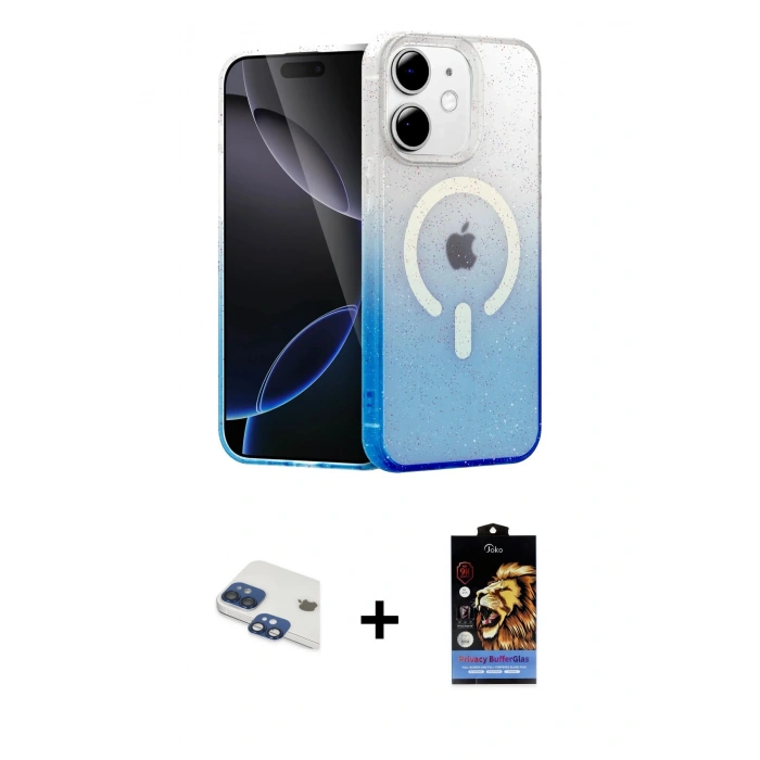 MARSİLYAN™- iPhone 11 Kılıf Eksen Minimal Özel Seri - Siyah Buffer Hayalet Cam Ekran Koruyucu + Pers Alüminyum Kamera Lens - LT