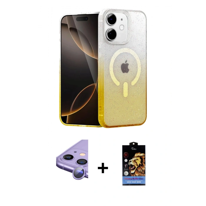 MARSİLYAN™- iPhone 11 Kılıf Eksen Minimal Özel Seri - Siyah Buffer Hayalet Cam Ekran Koruyucu + Raze Metal Kamera Lens - MR