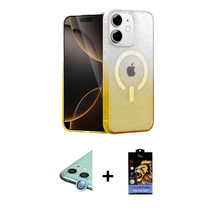 MARSİLYAN™- iPhone 11 Kılıf Eksen Minimal Özel Seri - Siyah Buffer Hayalet Cam Ekran Koruyucu + Raze Metal Kamera Lens - MI