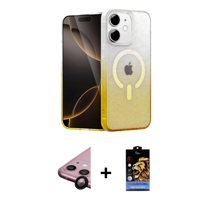 MARSİLYAN™- iPhone 11 Kılıf Eksen Minimal Özel Seri - Siyah Buffer Hayalet Cam Ekran Koruyucu + Raze Metal Kamera Lens - SH