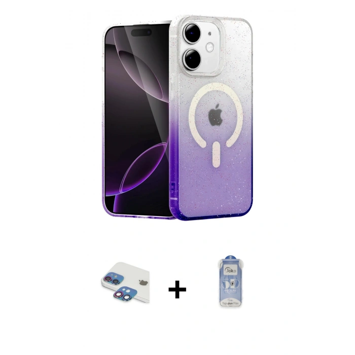 MARSİLYAN™- iPhone 11 Kılıf Eksen Minimal Özel Seri - Siyah Joko Magic 5D Cam + Pers Alüminyum Kamera Lens - GI