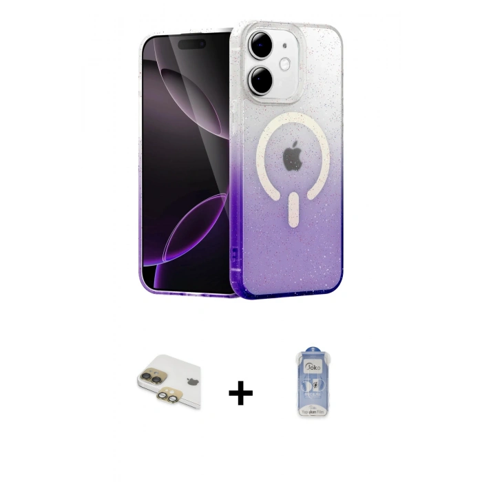 MARSİLYAN™- iPhone 11 Kılıf Eksen Minimal Özel Seri - Siyah Joko Magic 5D Cam + Gold Pers Alüminyum Kamera Lens