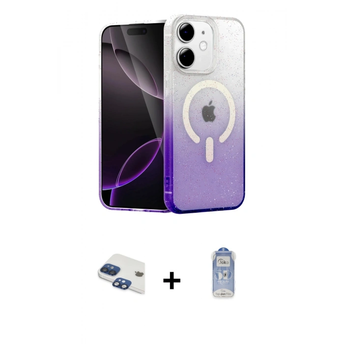 MARSİLYAN™- iPhone 11 Kılıf Eksen Minimal Özel Seri - Siyah Joko Magic 5D Cam + Pers Alüminyum Kamera Lens - LT