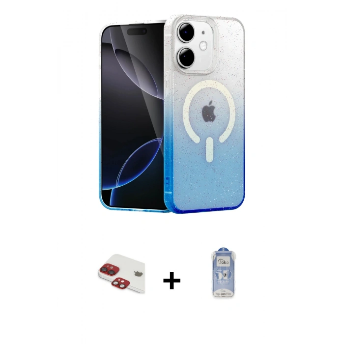 MARSİLYAN™- iPhone 11 Kılıf Eksen Minimal Özel Seri - Siyah Joko Magic 5D Cam + Pers Alüminyum Kamera Lens - KI