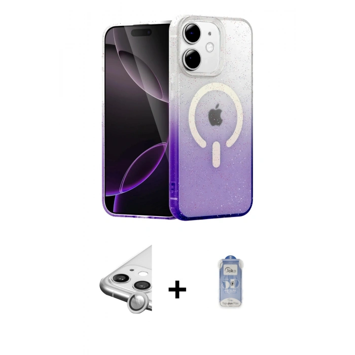 MARSİLYAN™- iPhone 11 Kılıf Eksen Minimal Özel Seri - Siyah Joko Magic 5D Cam + Raze Metal Kamera Lens - GS