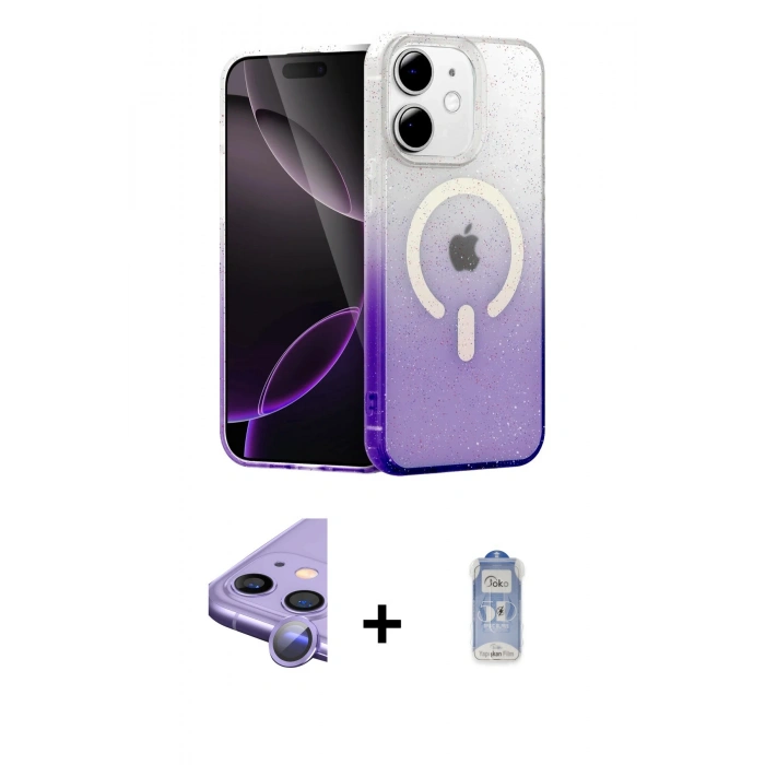 MARSİLYAN™- iPhone 11 Kılıf Eksen Minimal Özel Seri - Siyah Joko Magic 5D Cam + Raze Metal Kamera Lens - MR