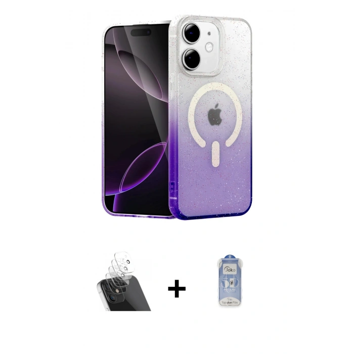 MARSİLYAN™- iPhone 11 Kılıf Eksen Minimal Özel Seri - Siyah Joko Magic 5D Cam + Kamera Lens Koruma Cam - SF