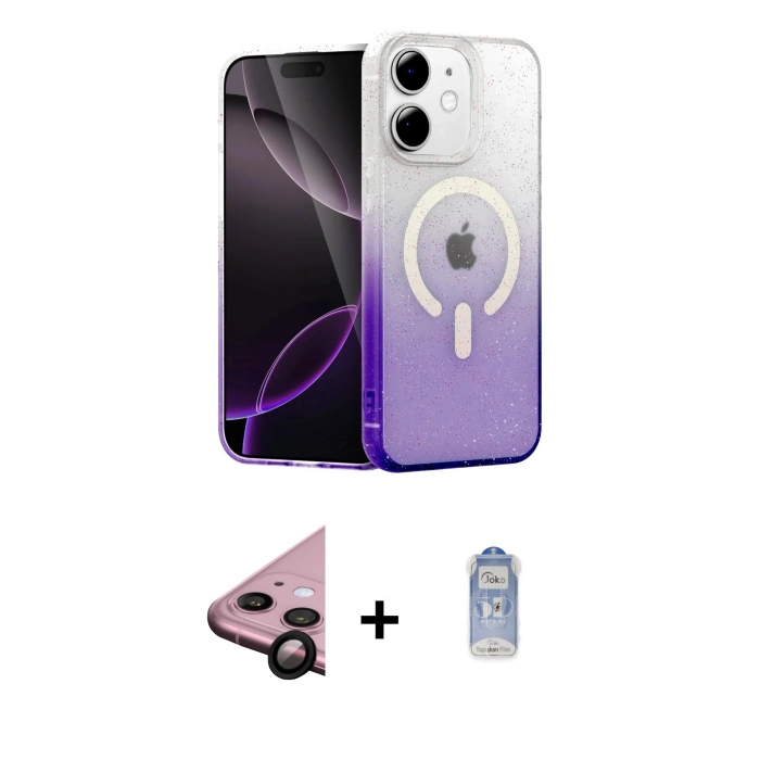 MARSİLYAN™- iPhone 11 Kılıf Eksen Minimal Özel Seri - Siyah Joko Magic 5D Cam + Raze Metal Kamera Lens - SH