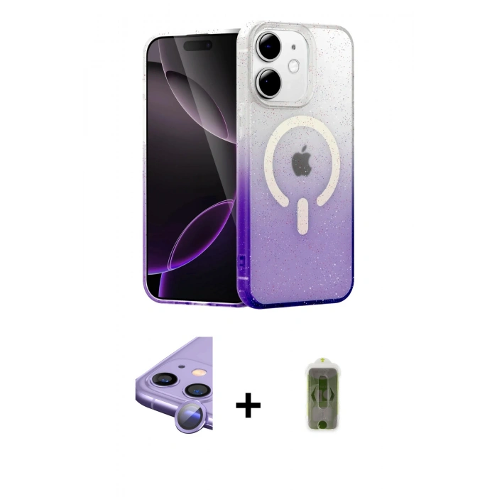 MARSİLYAN™- iPhone 11 Kılıf Eksen Minimal Özel Seri - Siyah Joko Magic 5D Hayalet Cam + Raze Metal Kamera Lens - MR