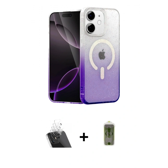 MARSİLYAN™- iPhone 11 Kılıf Eksen Minimal Özel Seri - Siyah Joko Magic 5D Hayalet Cam + Kamera Lens Koruma Cam - SF