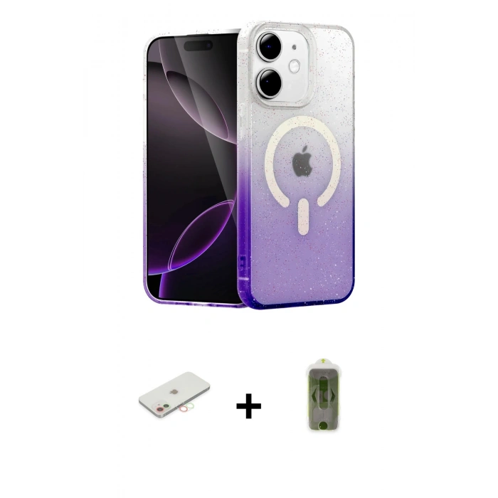 MARSİLYAN™- iPhone 11 Kılıf Eksen Minimal Özel Seri - Siyah Joko Magic 5D Hayalet Cam + Renkli Kamera Lens Koruma Cam - YL