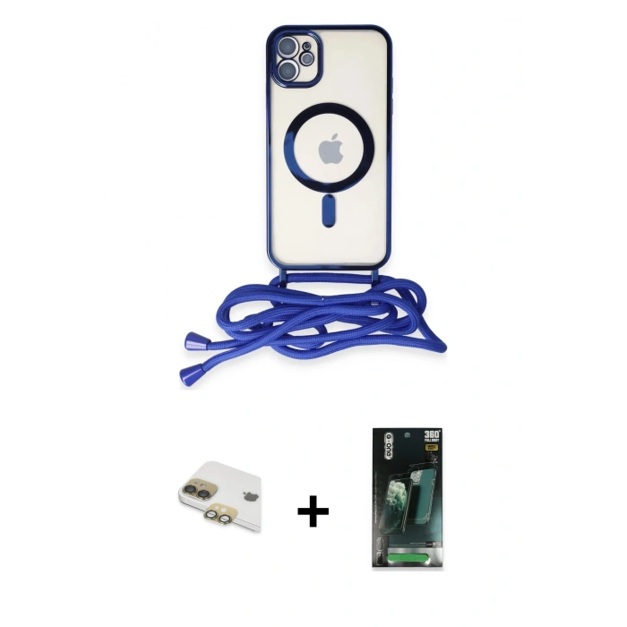MARSİLYAN™- iPhone 11 Kılıf Eksen Özel Seri - Şeffaf 360 Full Body Arka Koruyucu + Pers Alüminyum Kamera Lens - GD