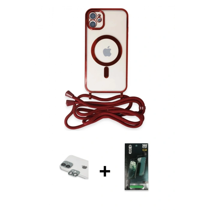 MARSİLYAN™- iPhone 11 Kılıf Eksen Özel Seri - Şeffaf 360 Full Body Arka Koruyucu + Pers Alüminyum Kamera Lens - YL