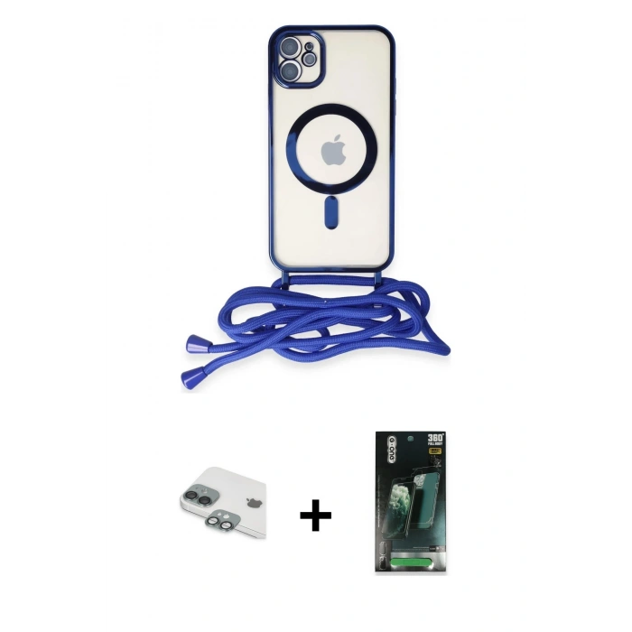 MARSİLYAN™- iPhone 11 Kılıf Eksen Özel Seri - Şeffaf 360 Full Body Arka Koruyucu + Pers Alüminyum Kamera Lens - YL