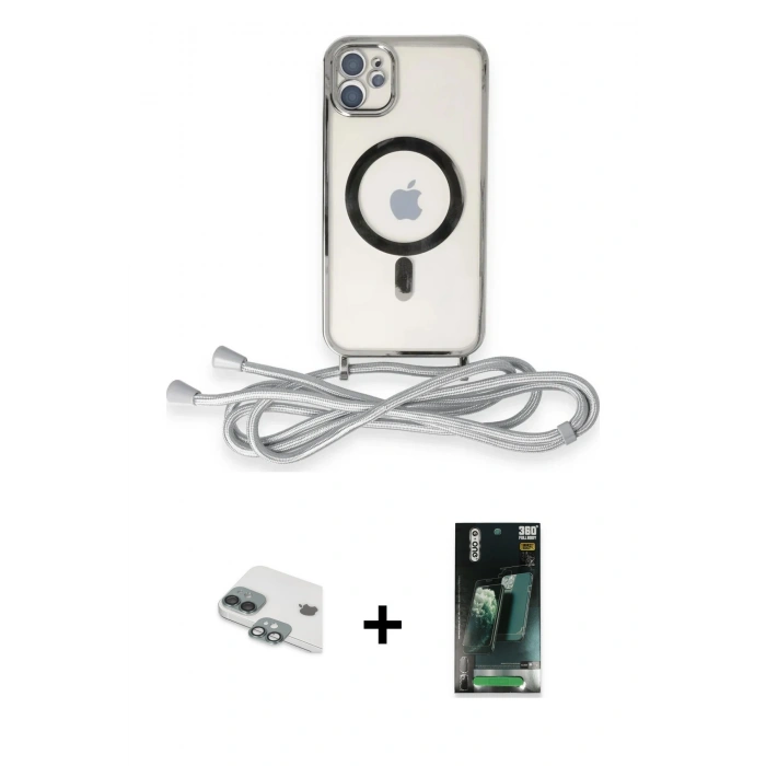 MARSİLYAN™- iPhone 11 Kılıf Eksen Özel Seri - Şeffaf 360 Full Body Arka Koruyucu + Pers Alüminyum Kamera Lens - YL