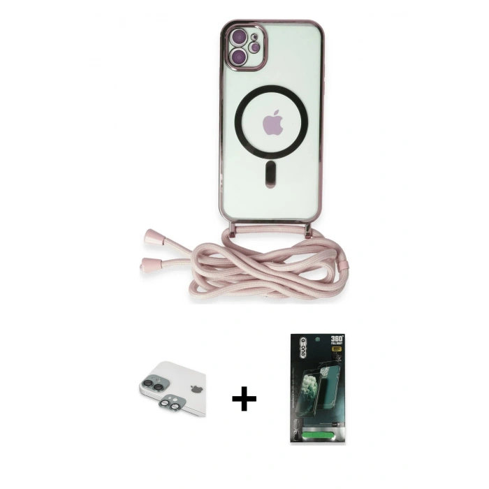 MARSİLYAN™- iPhone 11 Kılıf Eksen Özel Seri - Şeffaf 360 Full Body Arka Koruyucu + Pers Alüminyum Kamera Lens - YL